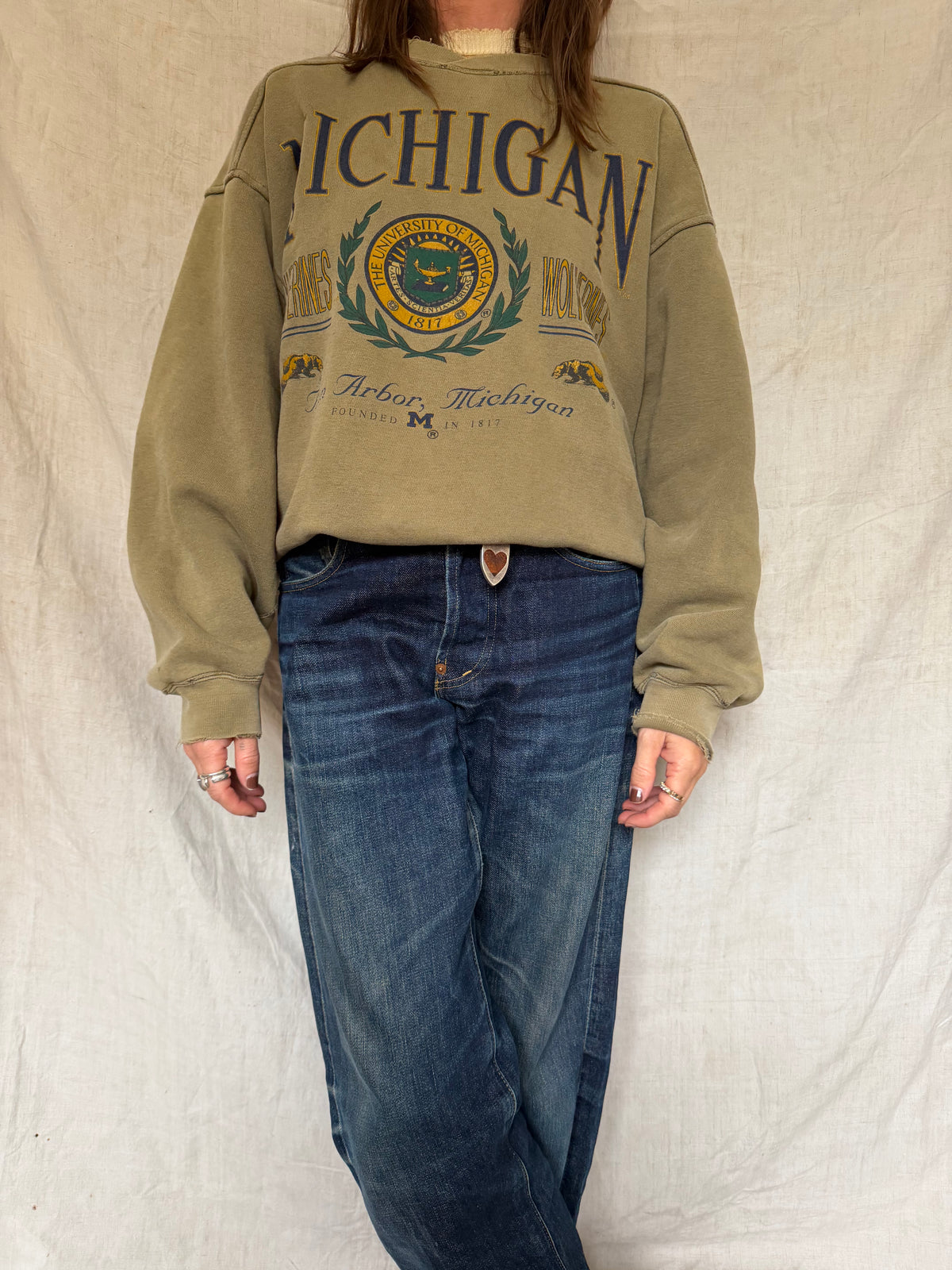 Faded Green Michigan Crewneck