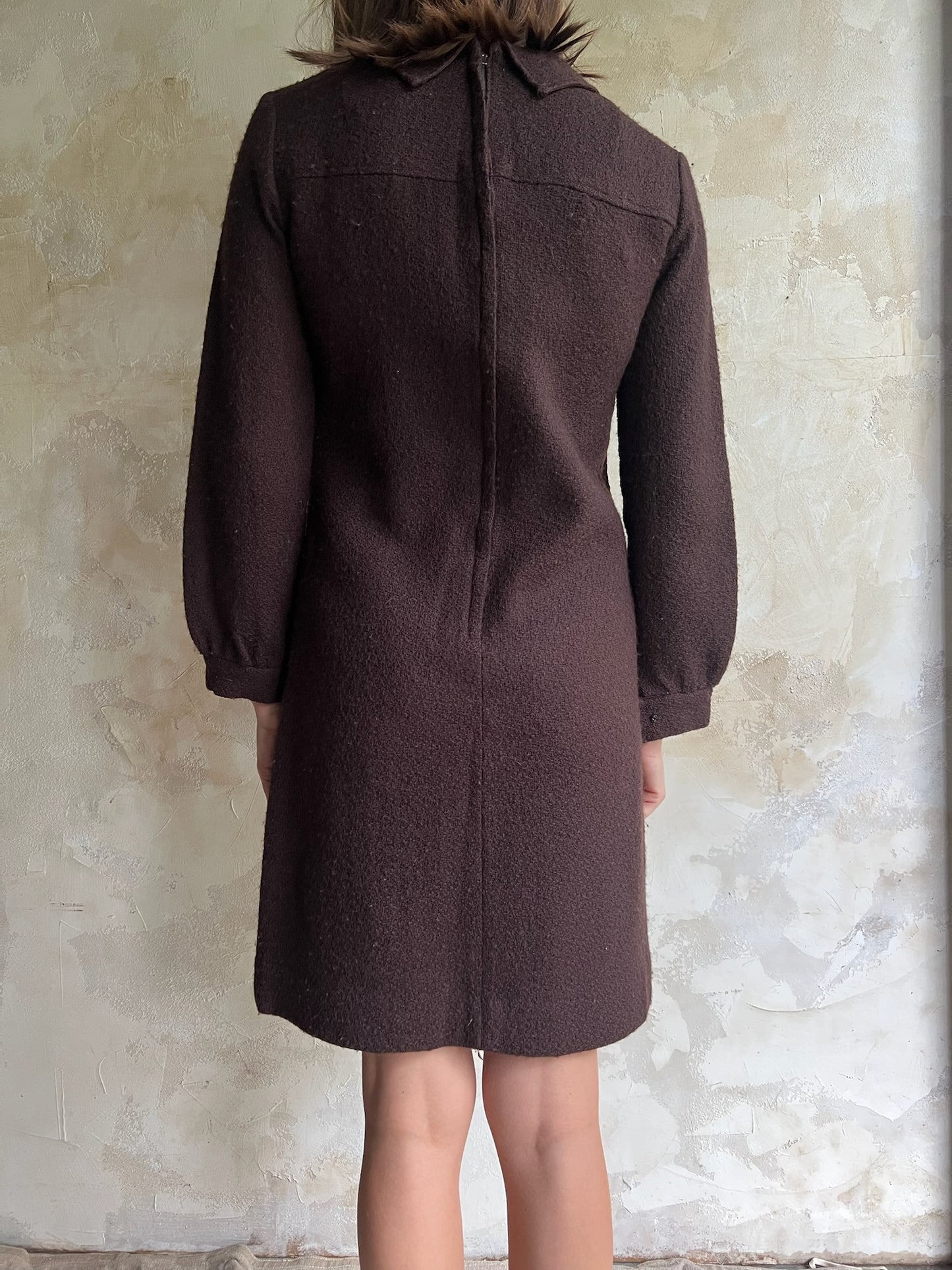 Brown Knit 70s Dress