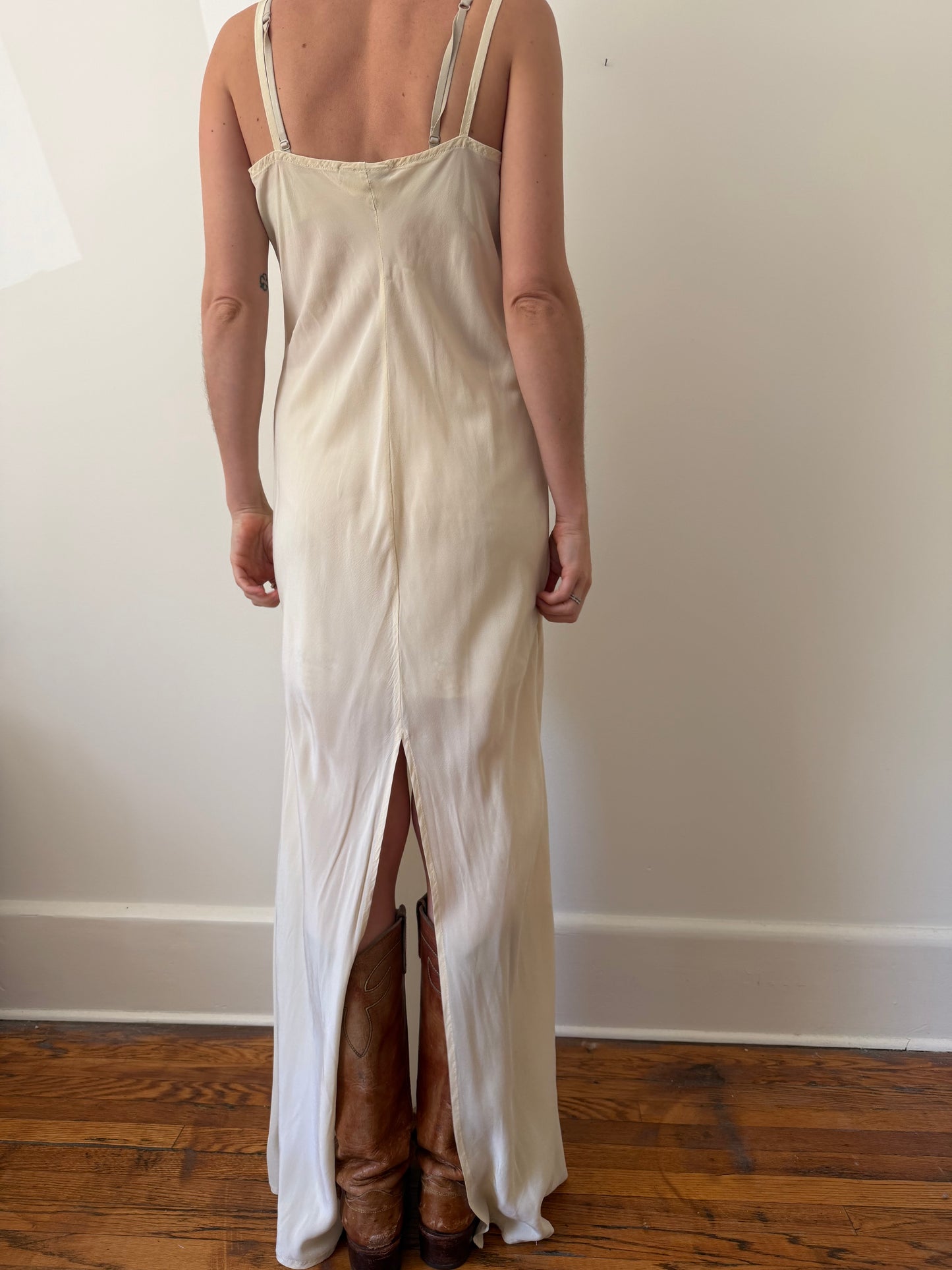 Cream Silk Slip Dress