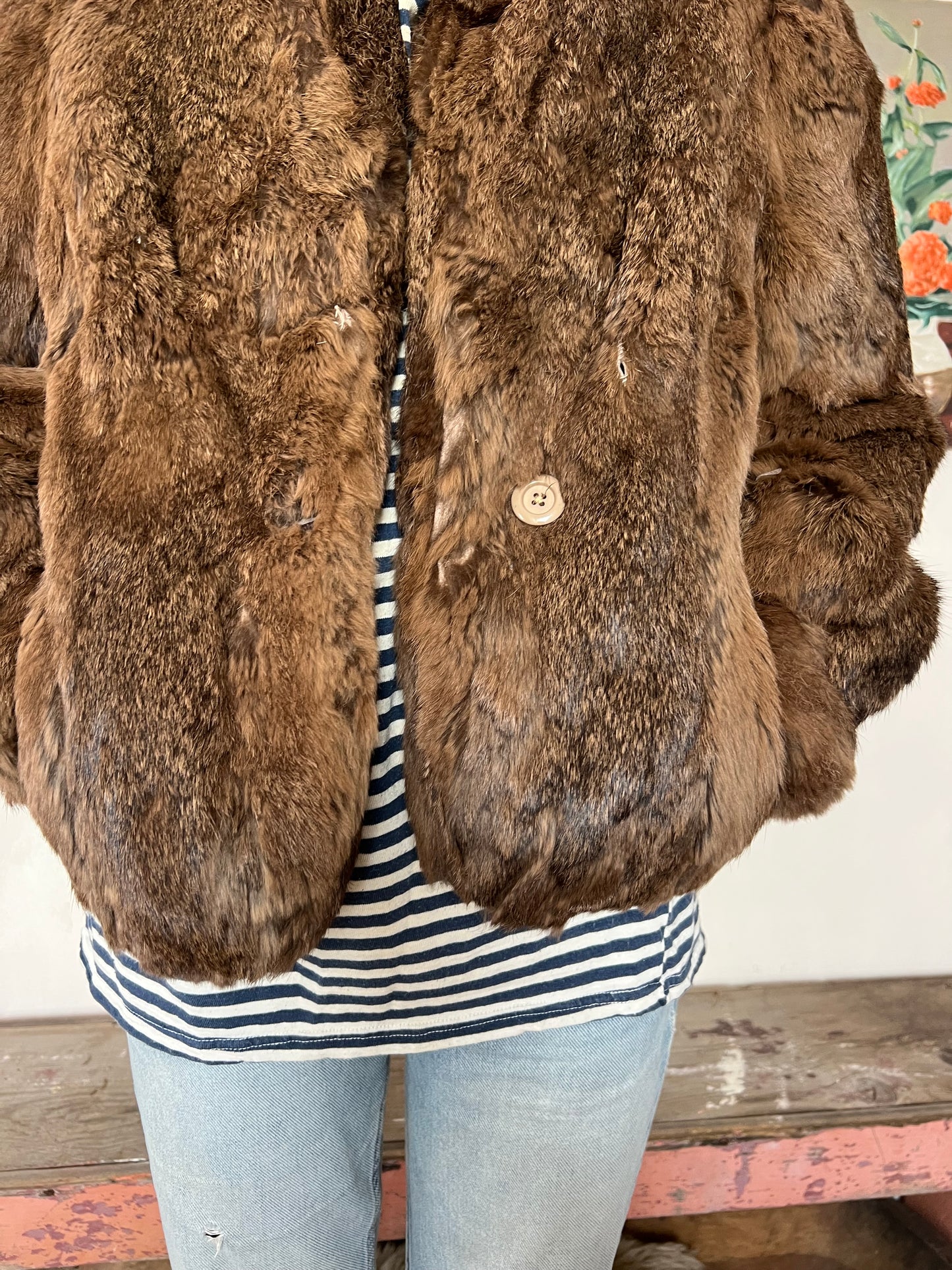 Cropped Chocolate Brown Fur Coat