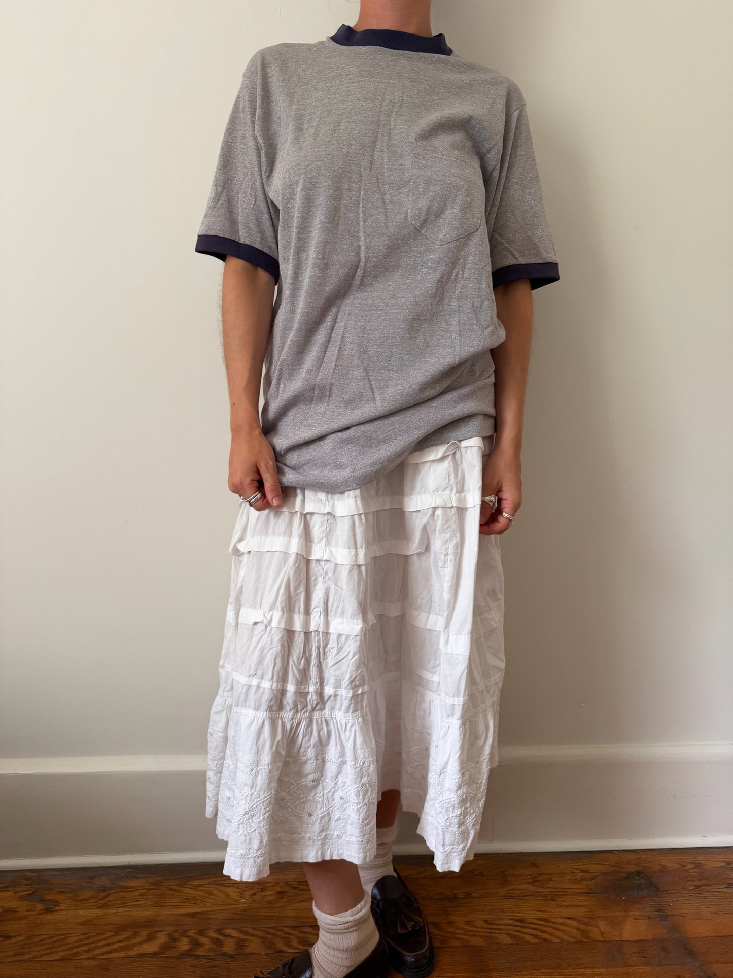 Grey Ringer Pocket Tee