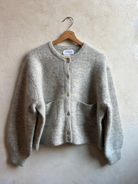 Amélie Alpaca Cardigan in Light Grey By Le Bon Shoppe