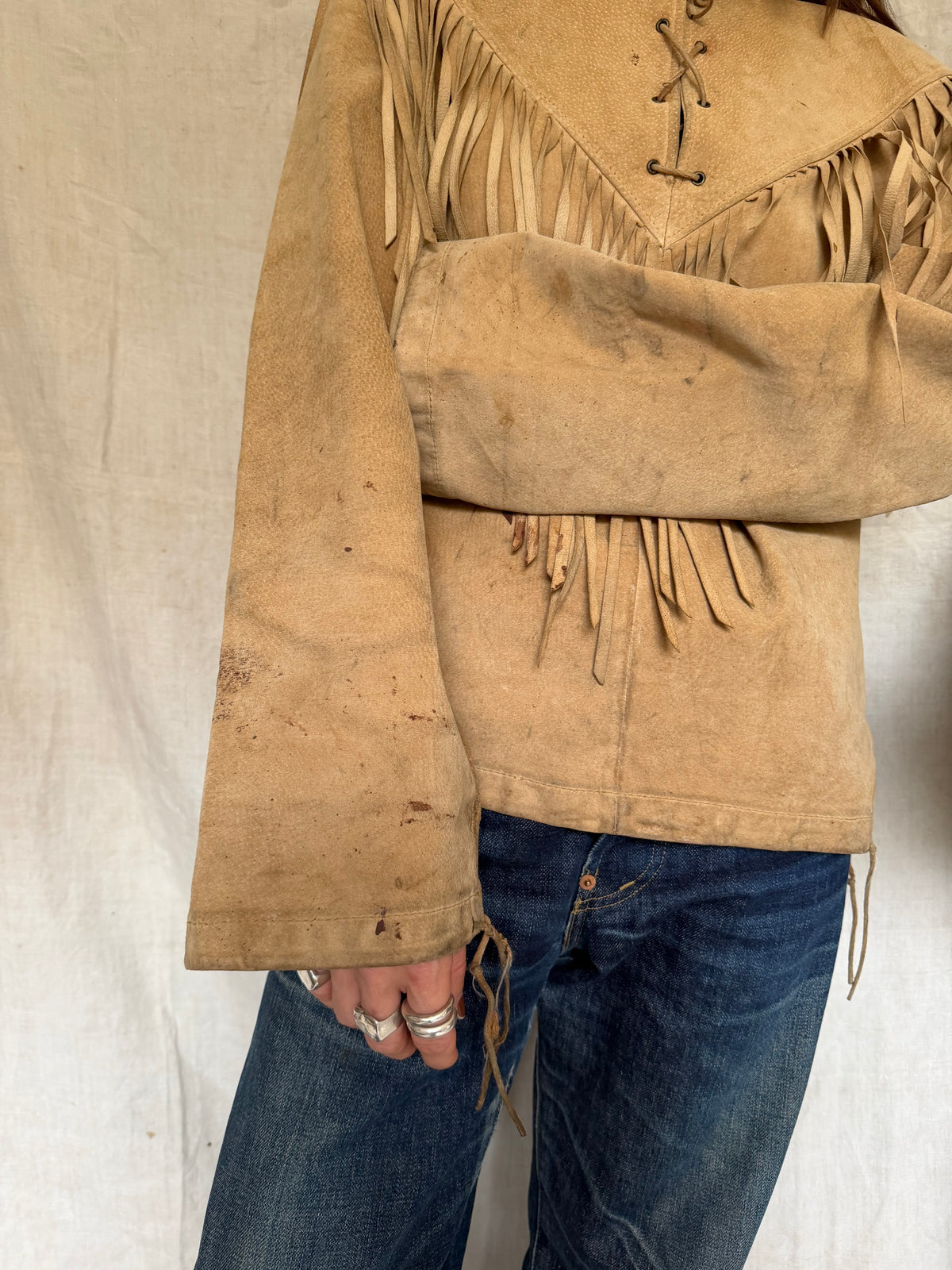 Suede Fringe Pullover