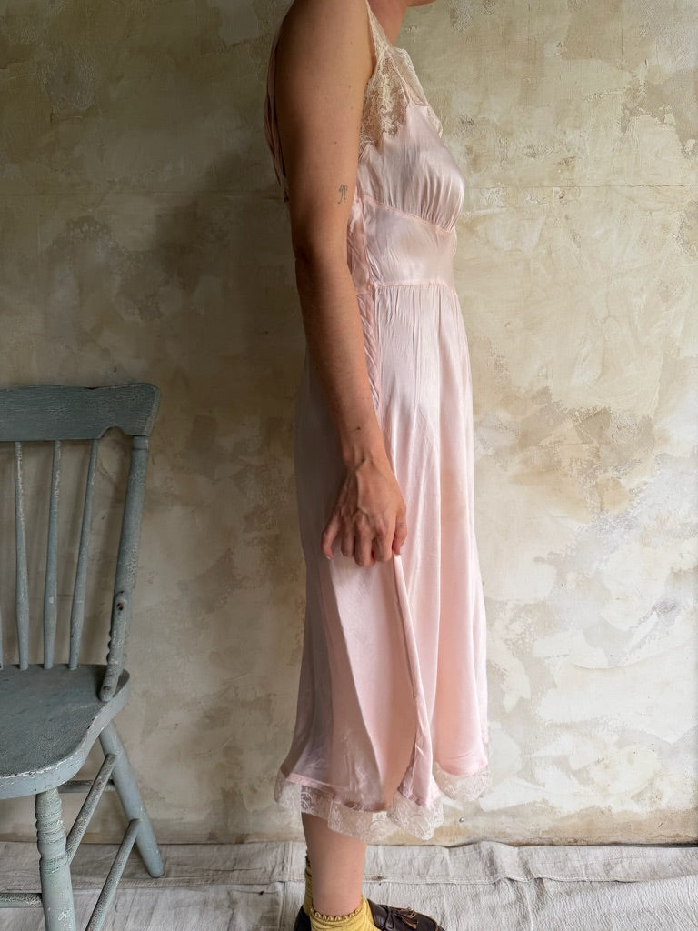 Peachy Pink Satin Slip Dress