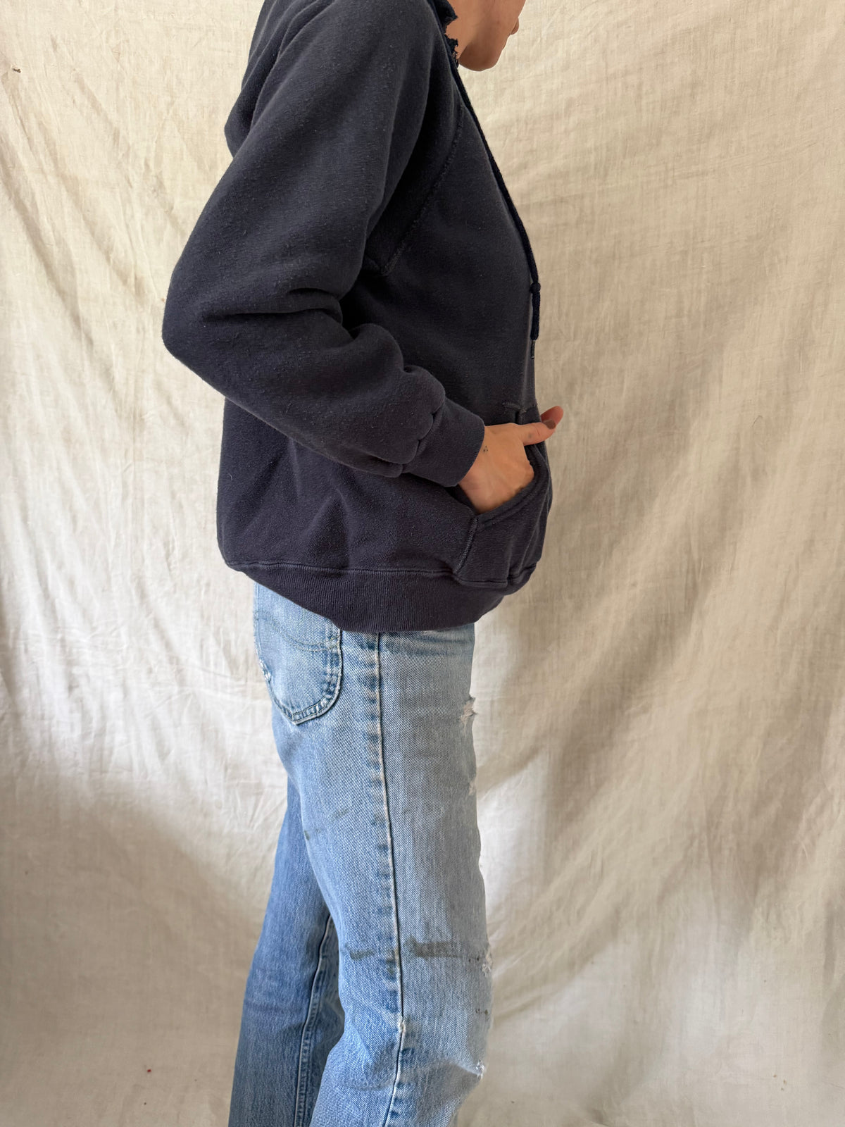Navy Distressed Hoodie