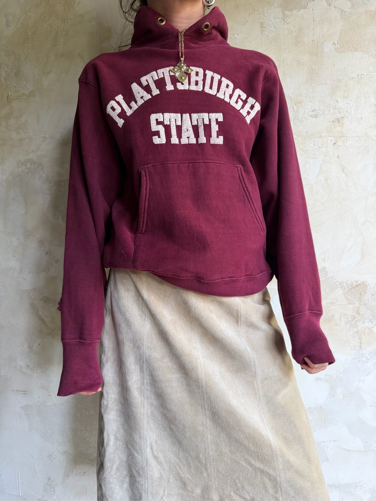 1980s Maroon Plattsburgh State Hoodie
