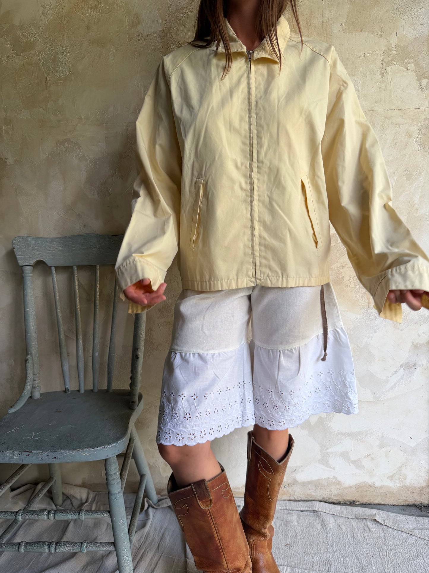 Butter Yellow Zip Up Light Jacket