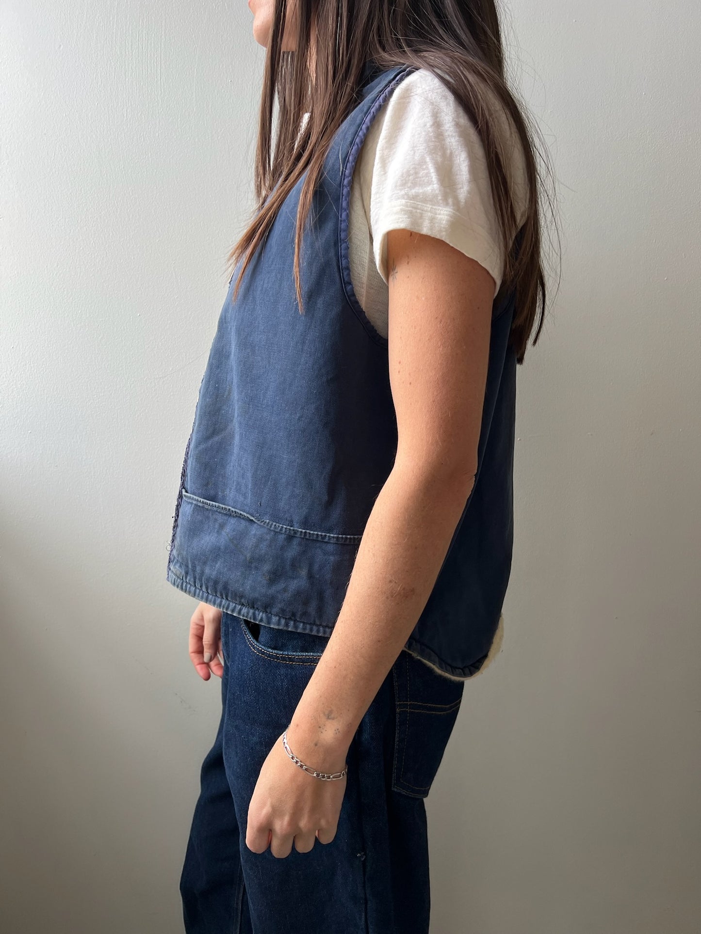 Indigo Blue Faux Shearling Vest