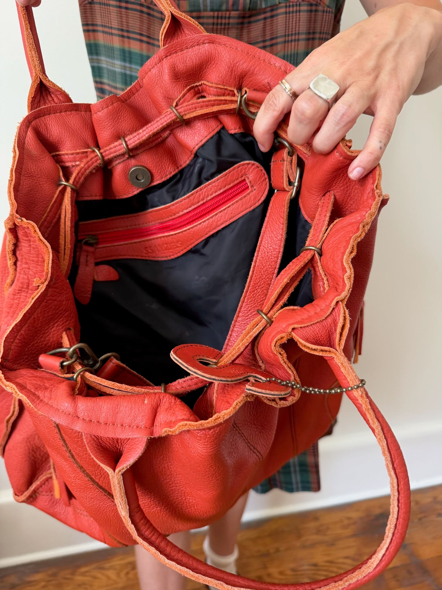 Bright Burnt Orange Tassled Purse