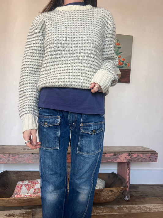Grey and Cream Check Sweater