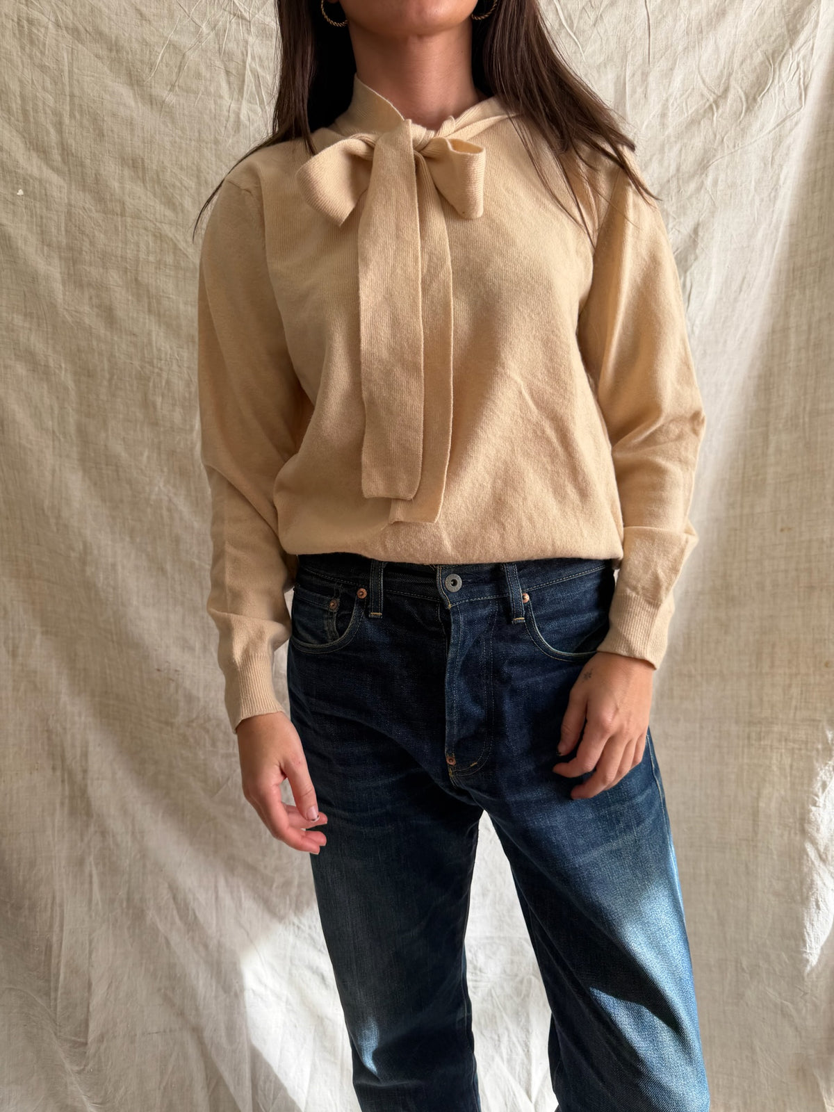 Beige Bow Knit