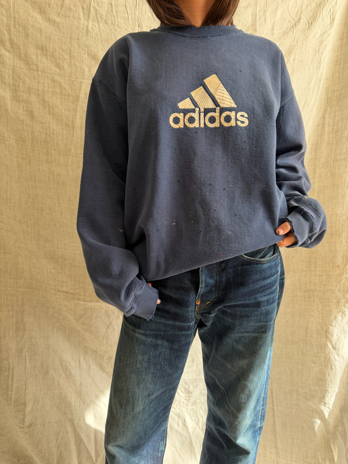 Super Distressed Adidas Crewneck