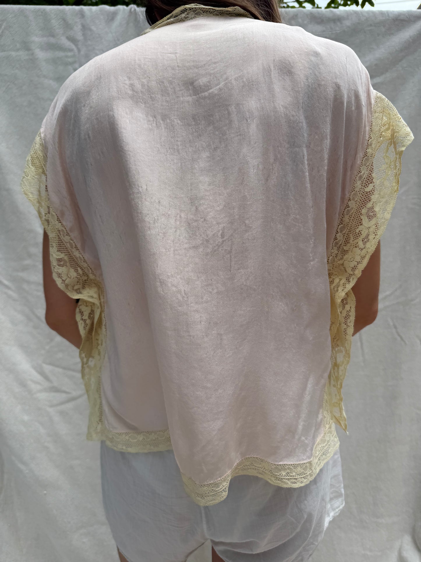 1930s Crepe Silk + Lace Bed Jacket