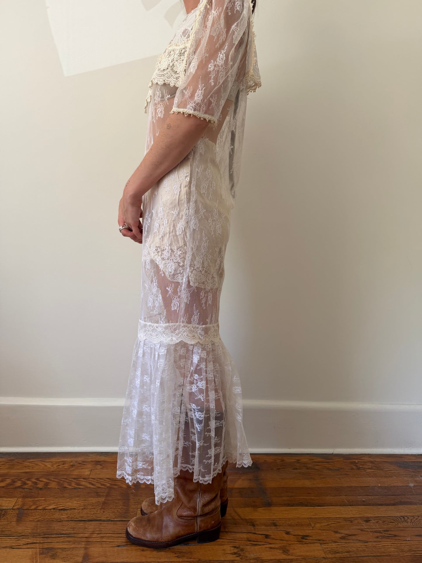 Sheer White Lace Overlay