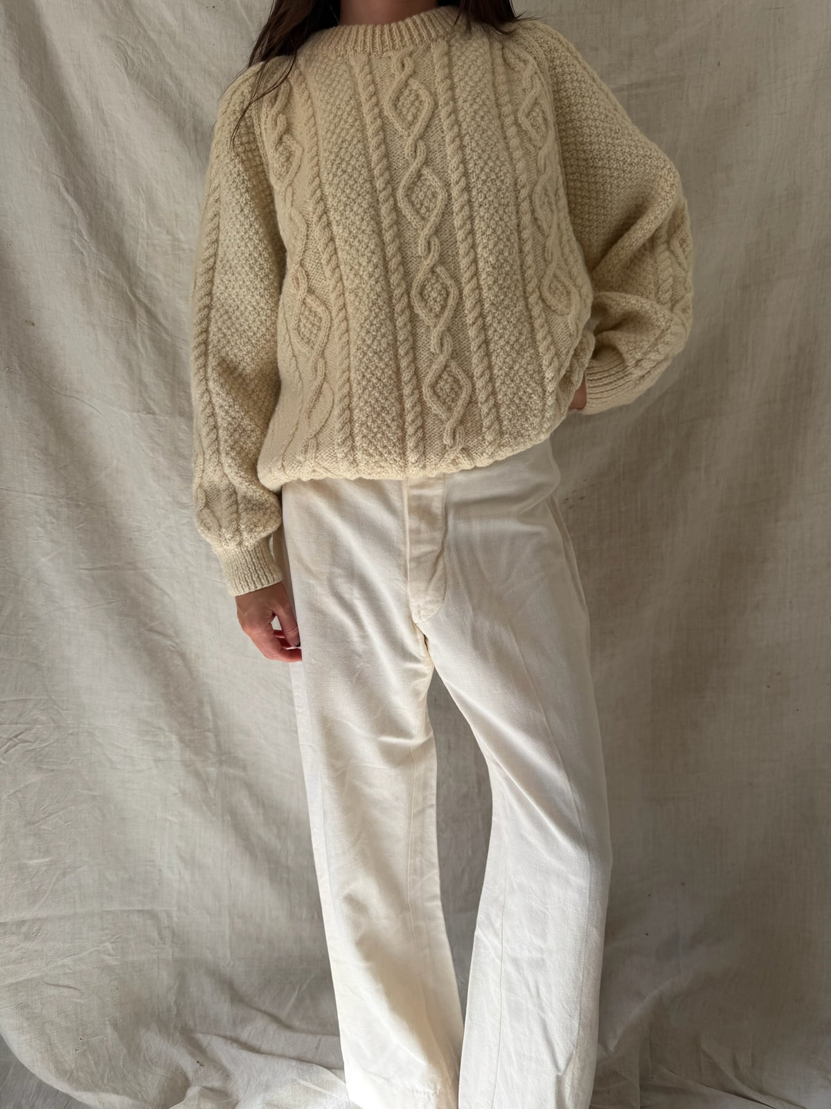Chunky Cream Wool Sweater