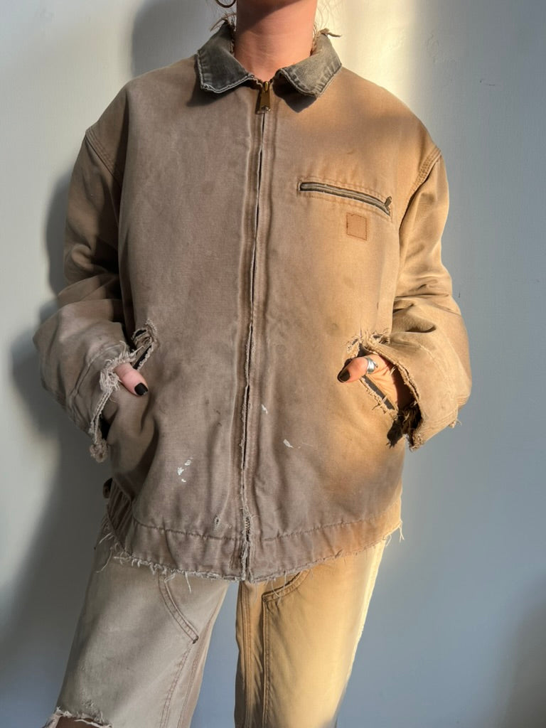 Distressed Taupe Carhartt Jacket
