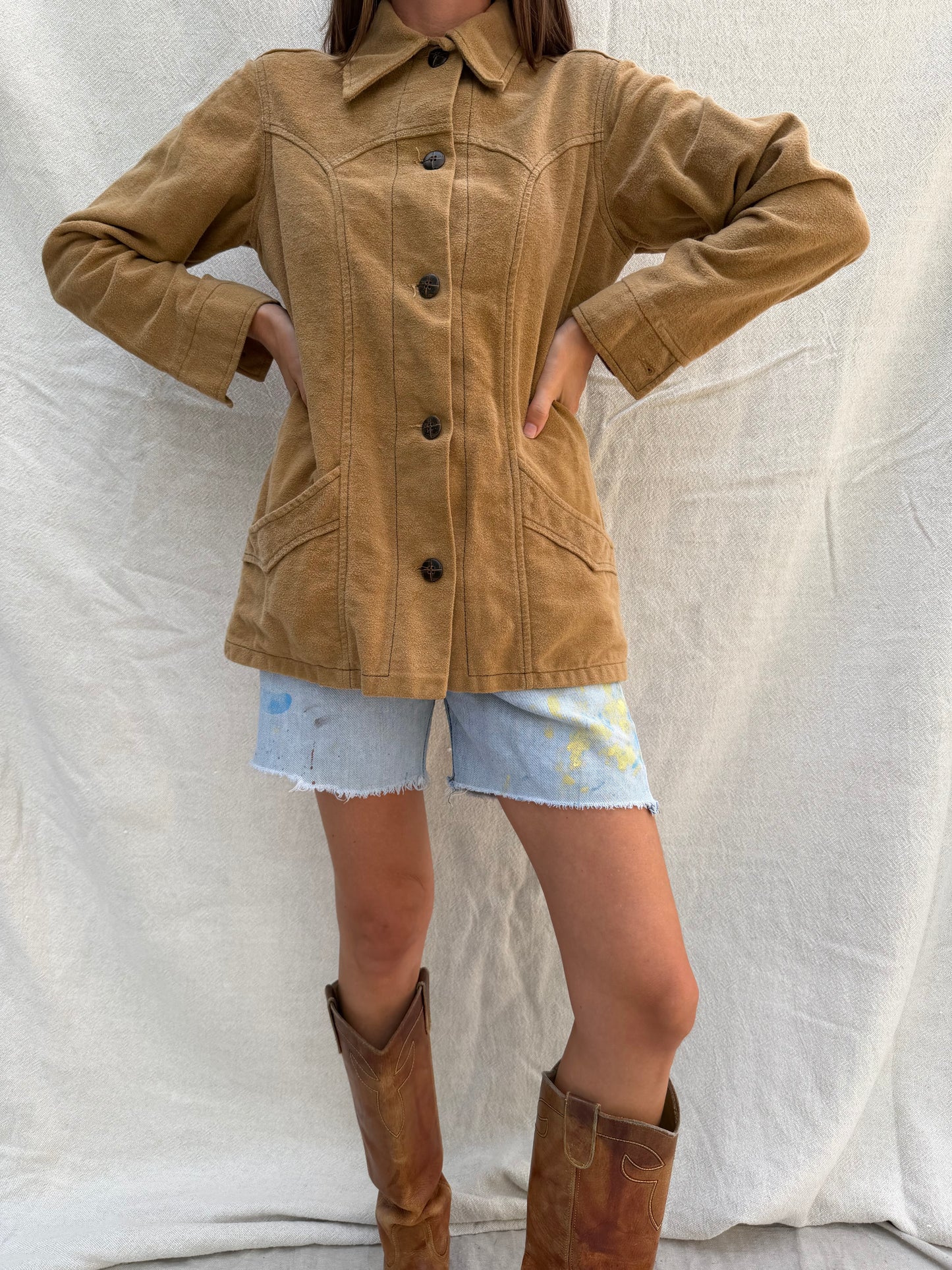 Camel 70s Western Shacket
