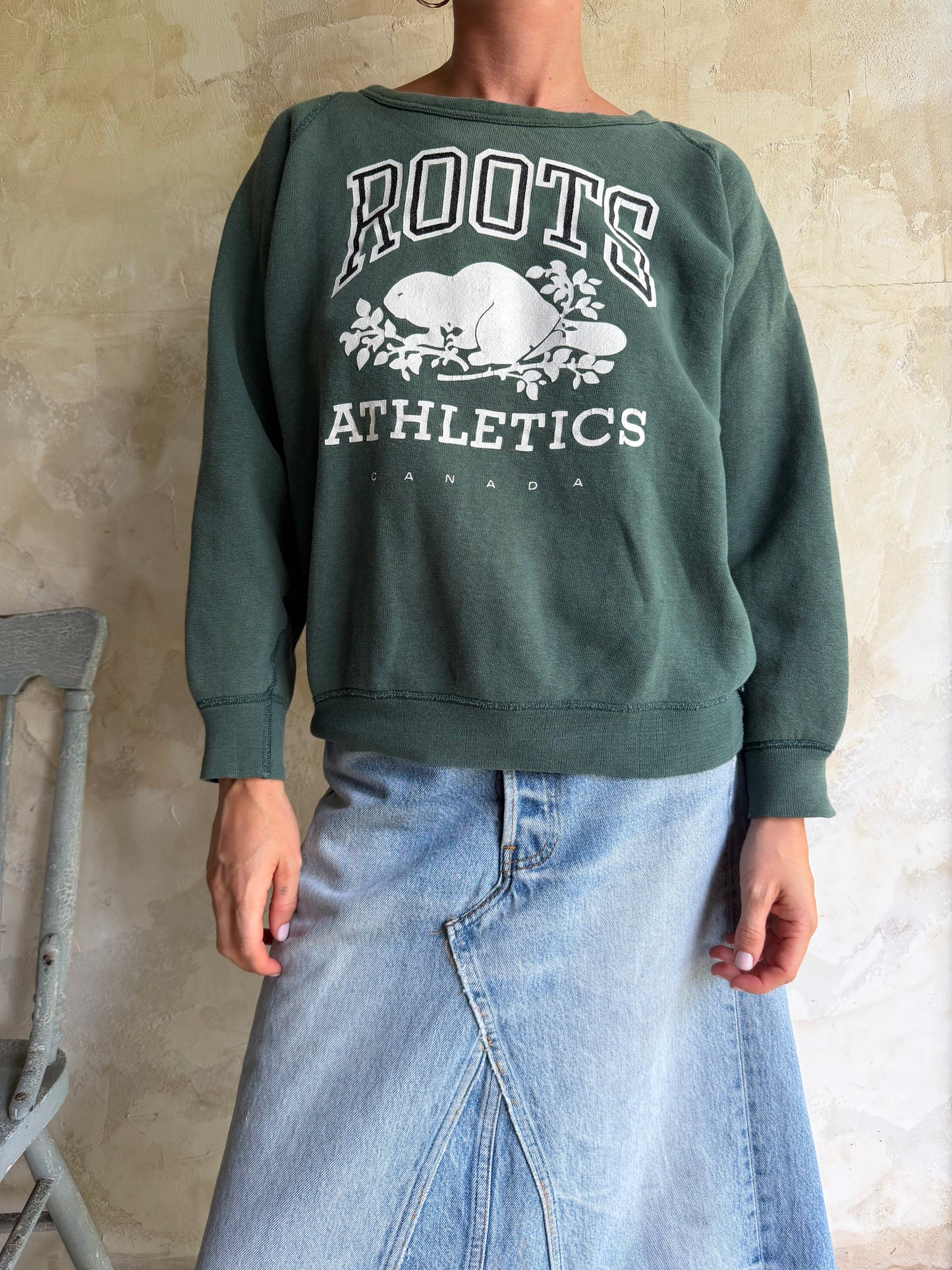 Faded Green Roots Crewneck