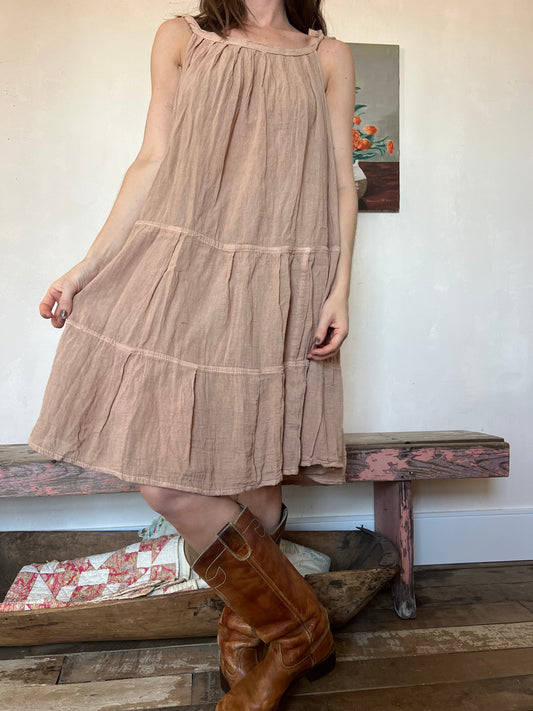 Oaxacan Tank Dress in Peach