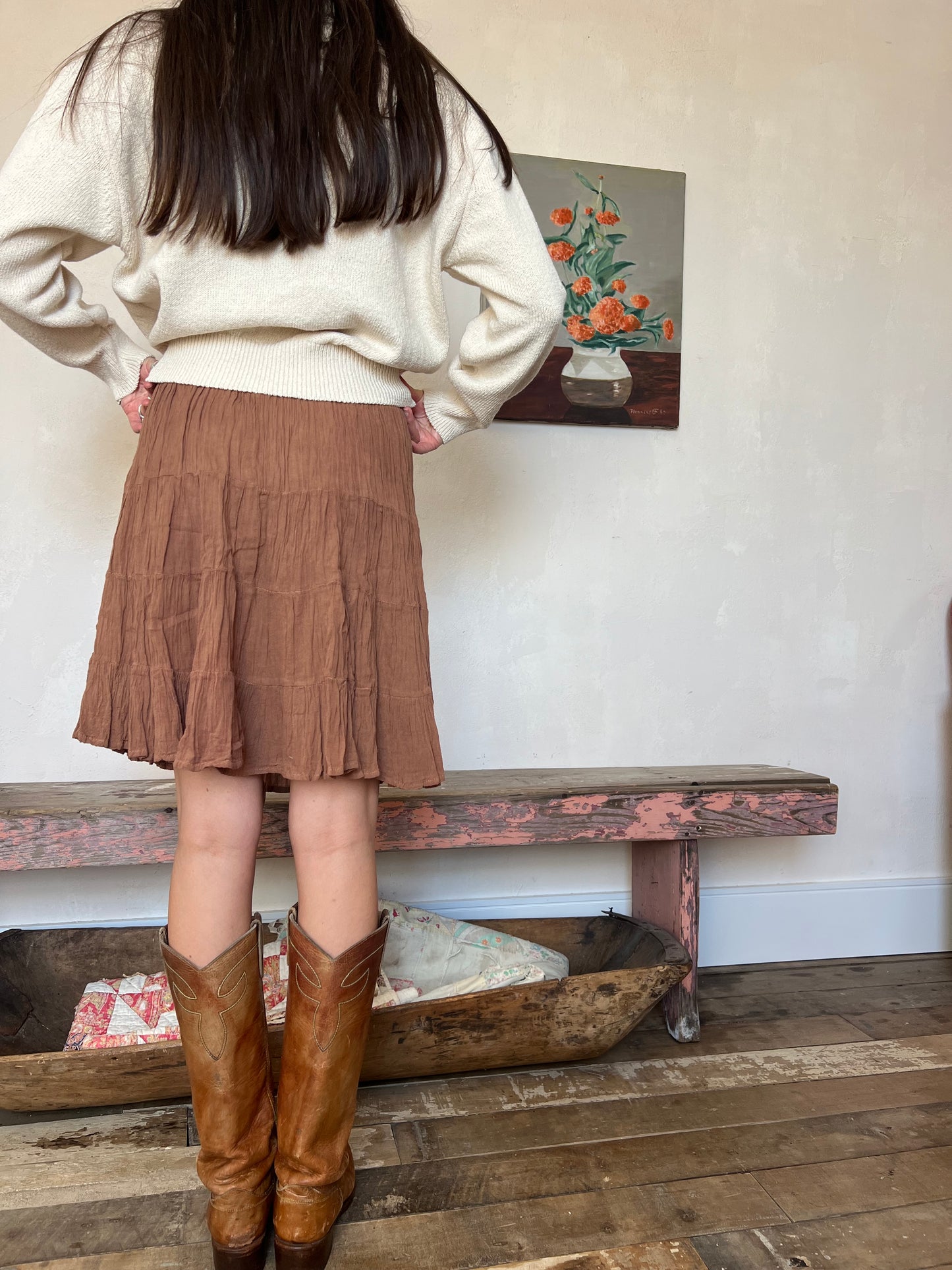 Oaxacan Copper Short Cotton Skirt