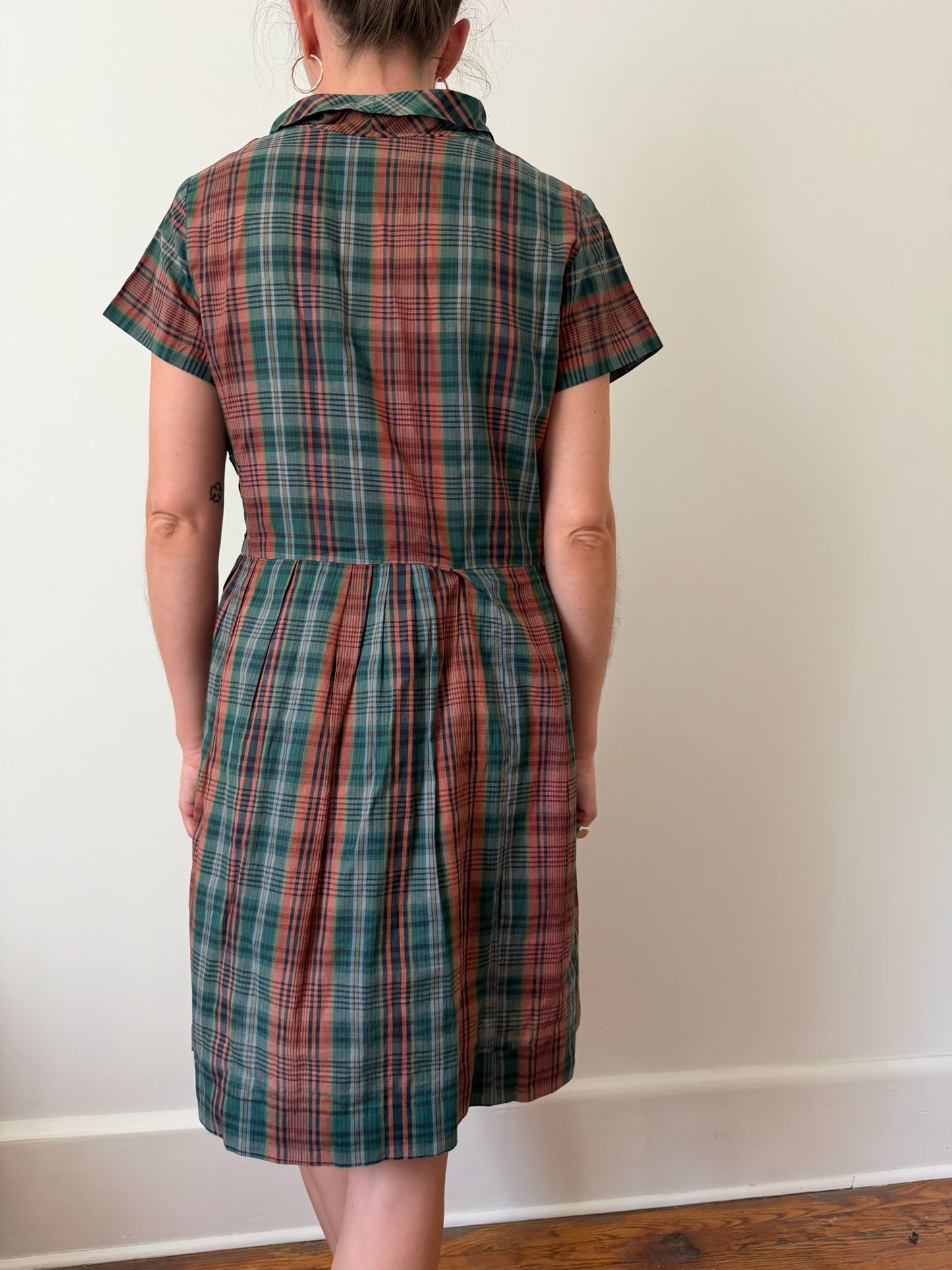 Orange and Green Plaid Dress