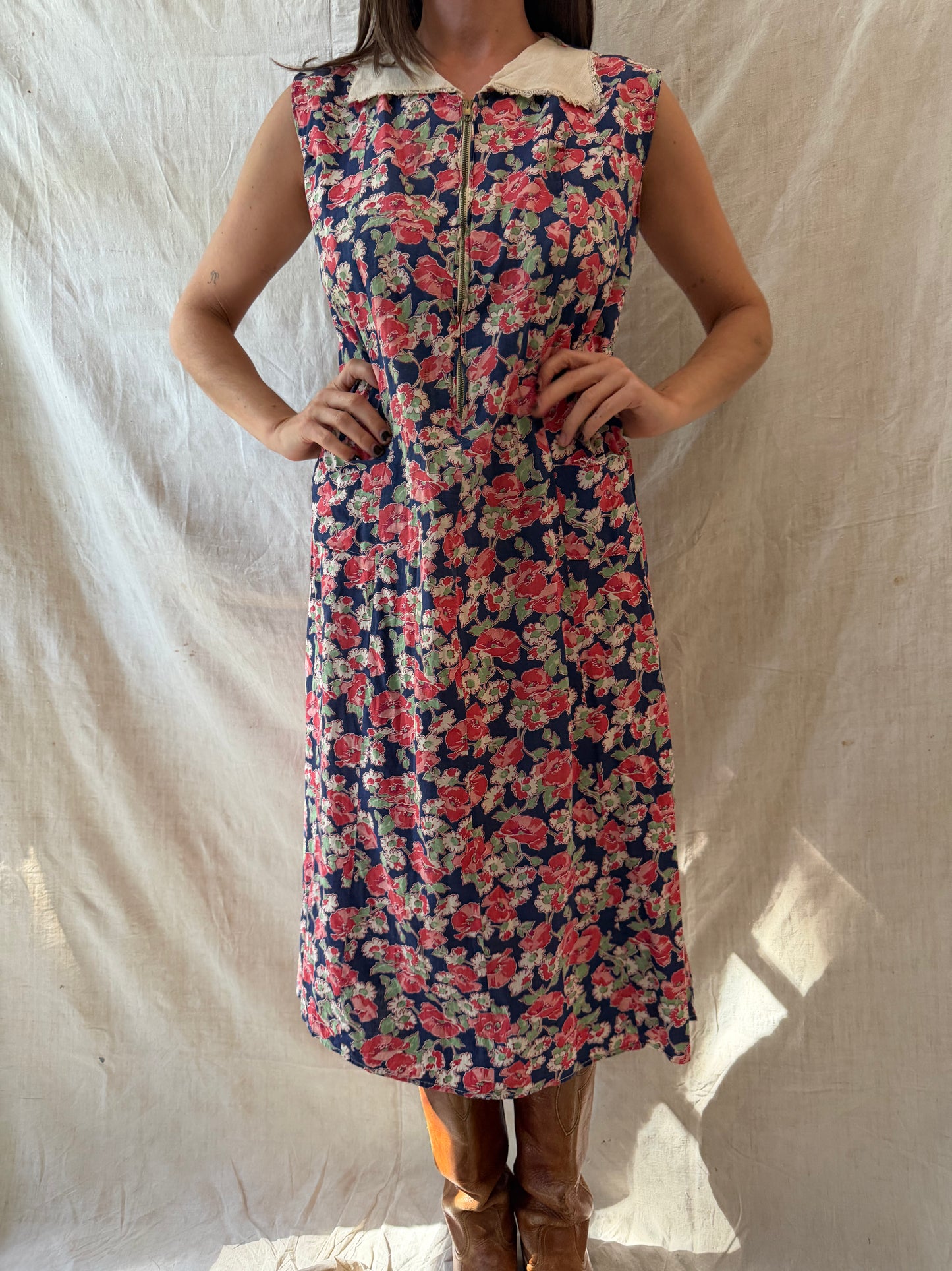 1940s Floral Feedsack Dress