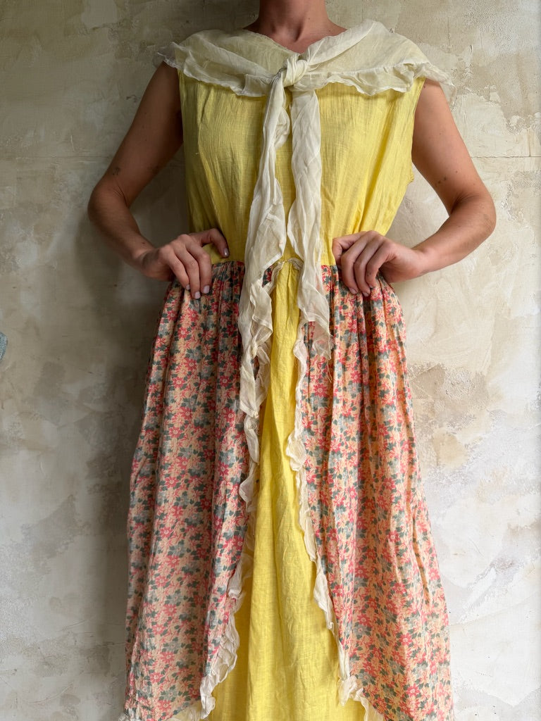 Antique Yellow Floral Dress