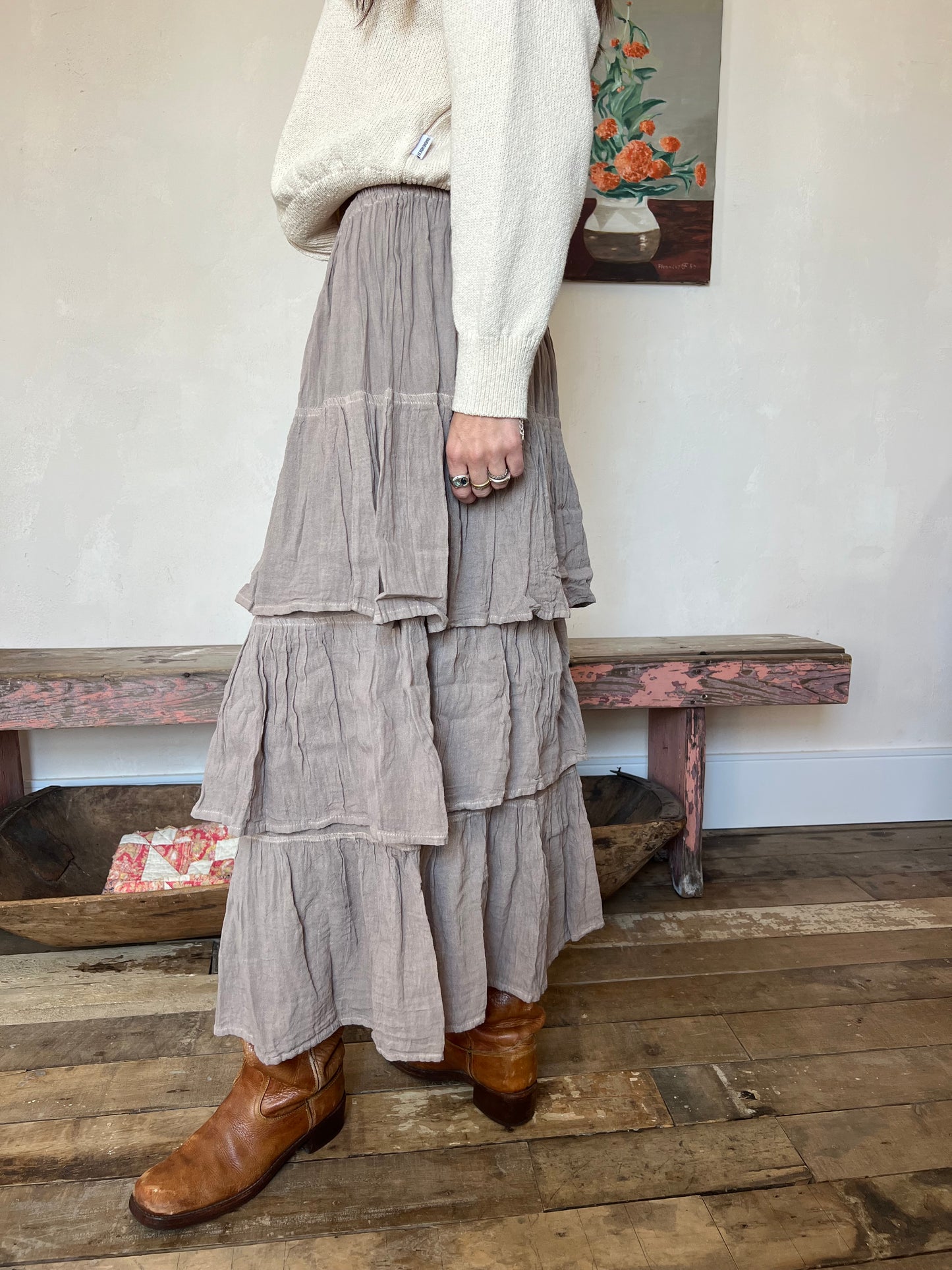 Oaxacan Stone Ruffle Skirt