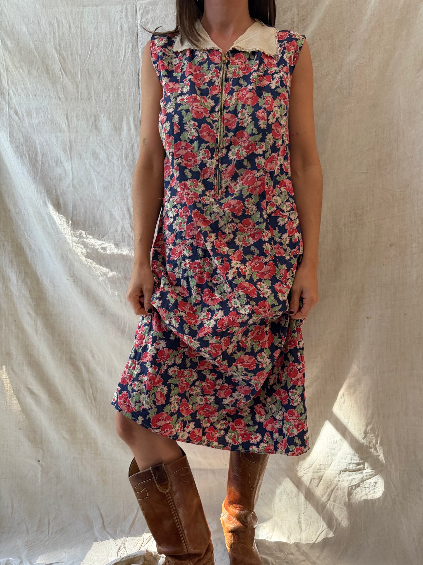 1940s Floral Feedsack Dress