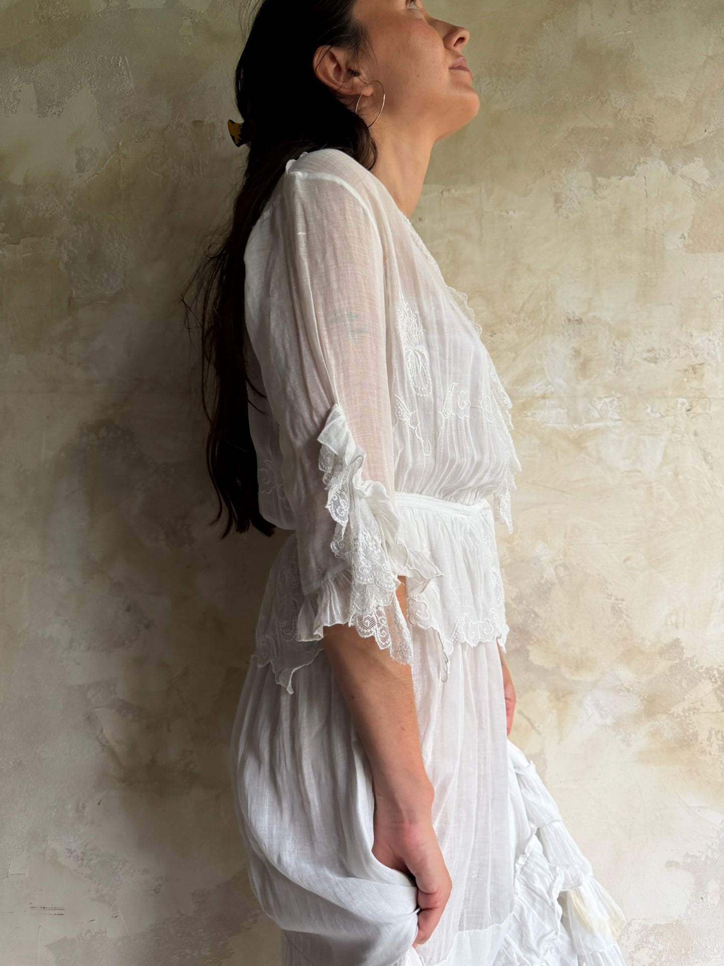Edwardian White Ruffle Tea Dress