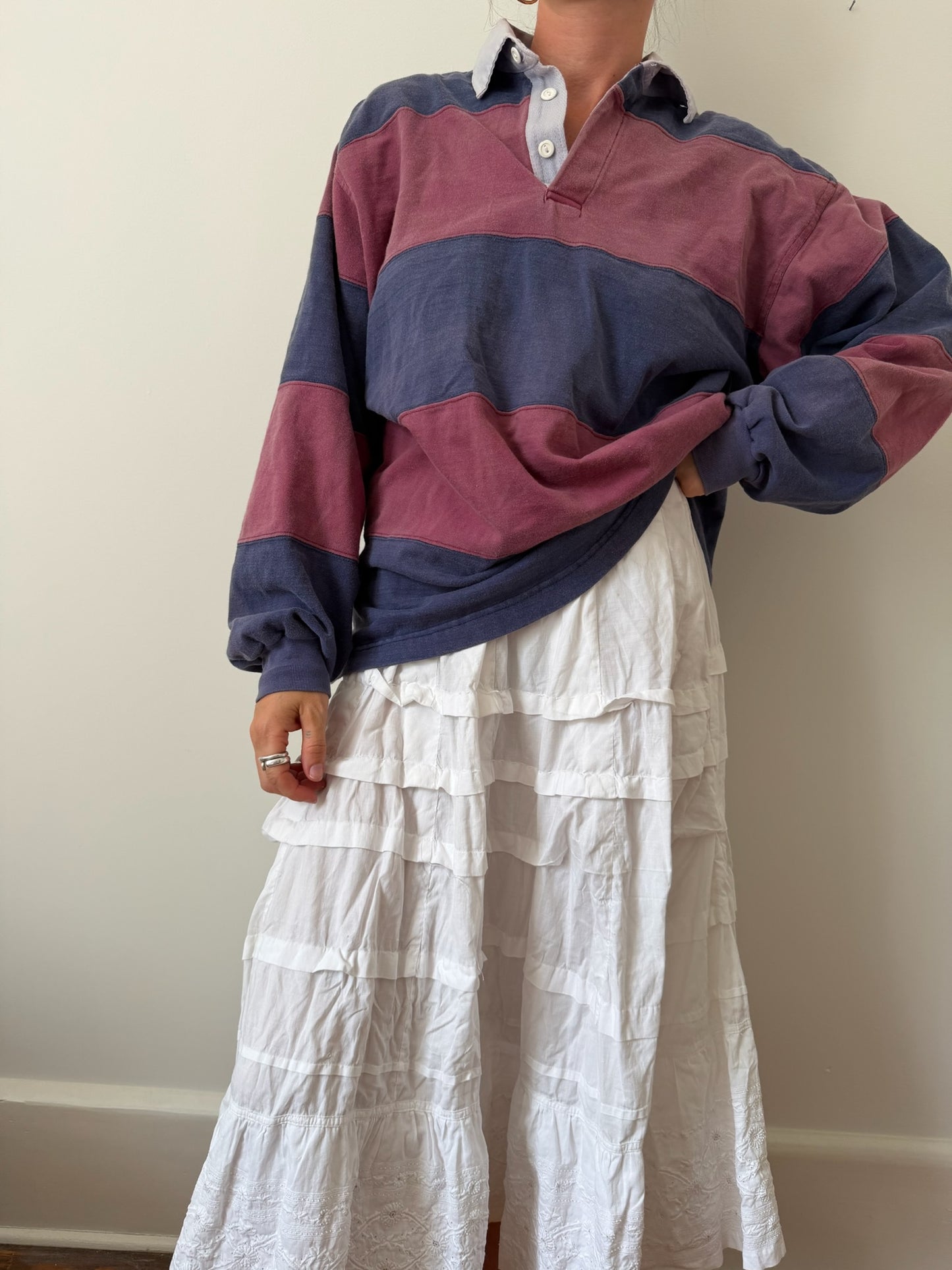 Faded Maroon and Navy Rugby Jersey
