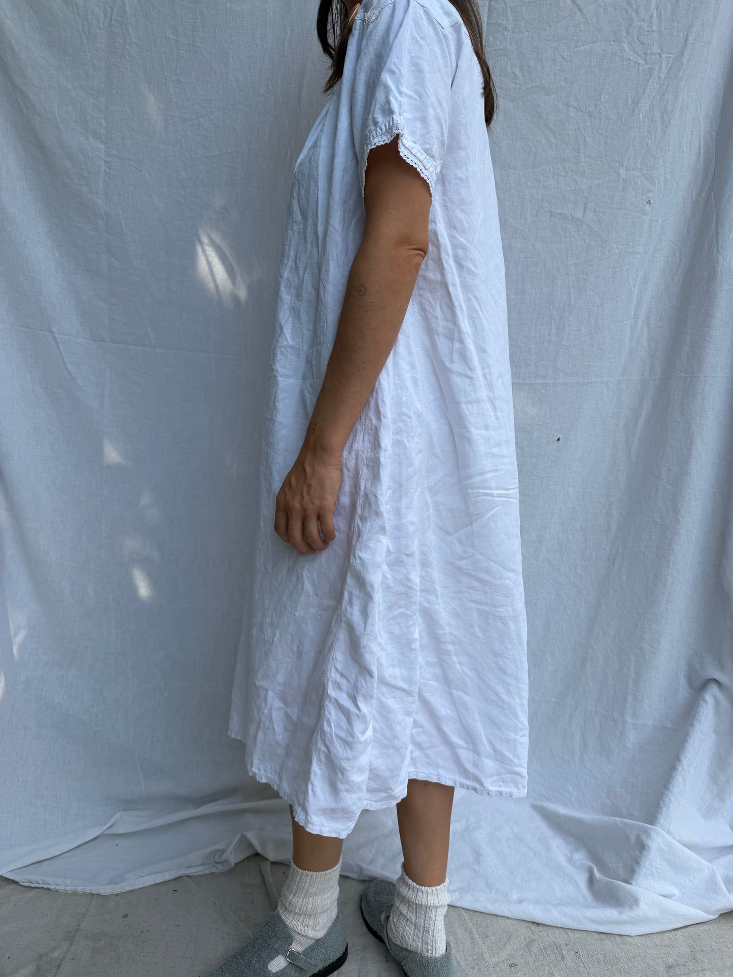 Antique Italian White Linen Smock