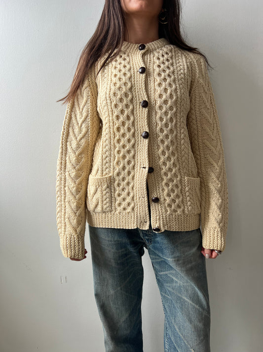 Cream Classic Irish Wool Cardigan