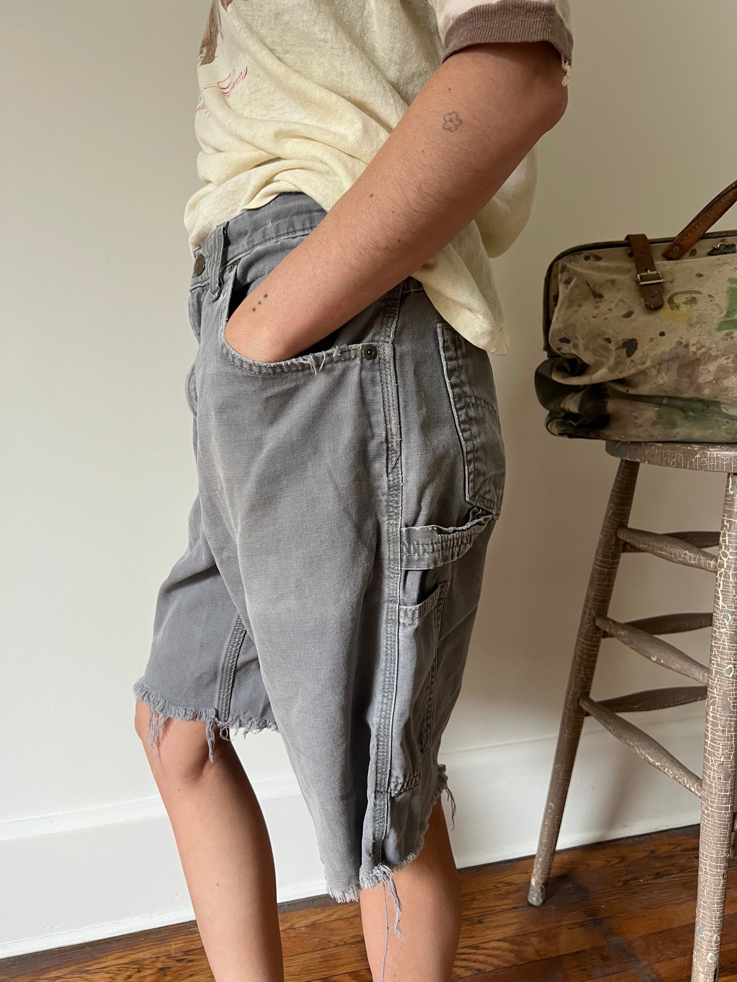 Grey Carhartt Carpenter Cutoffs