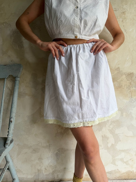Reworked Skirt with Yellow Lace Trim