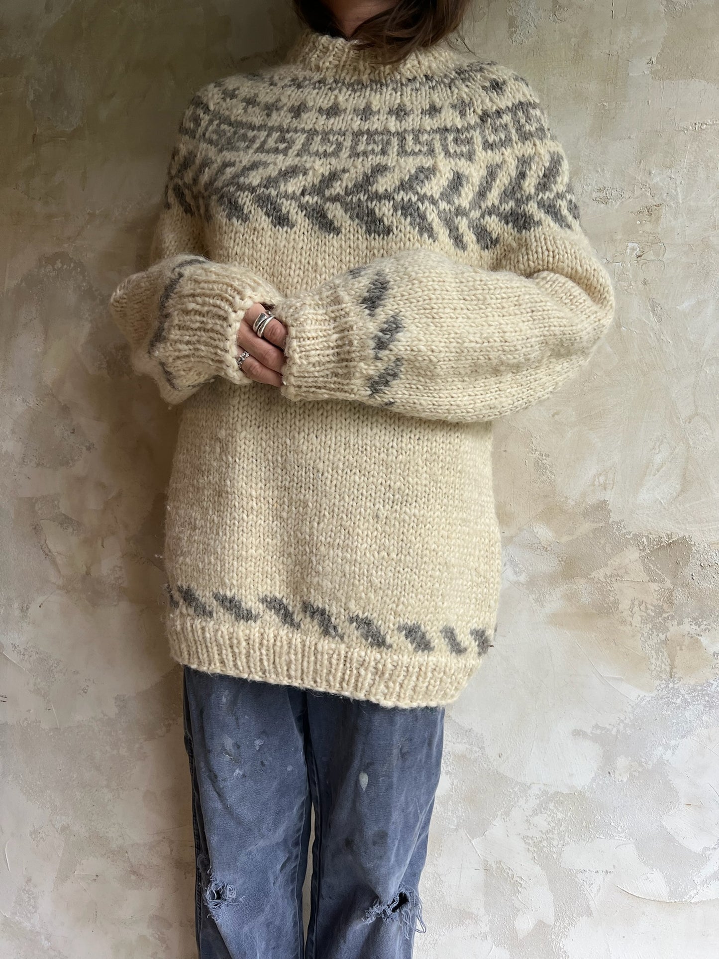 Icelandic Cream + Grey Wool Sweater
