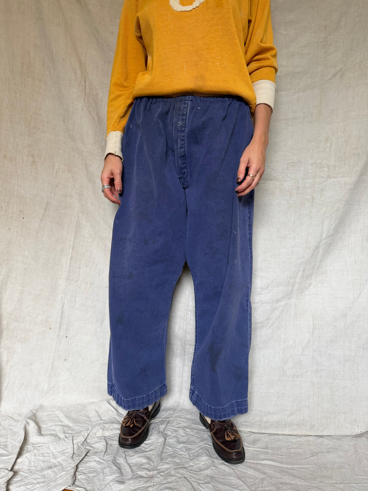 Indigo Reworked Cotton Coverall Trouser