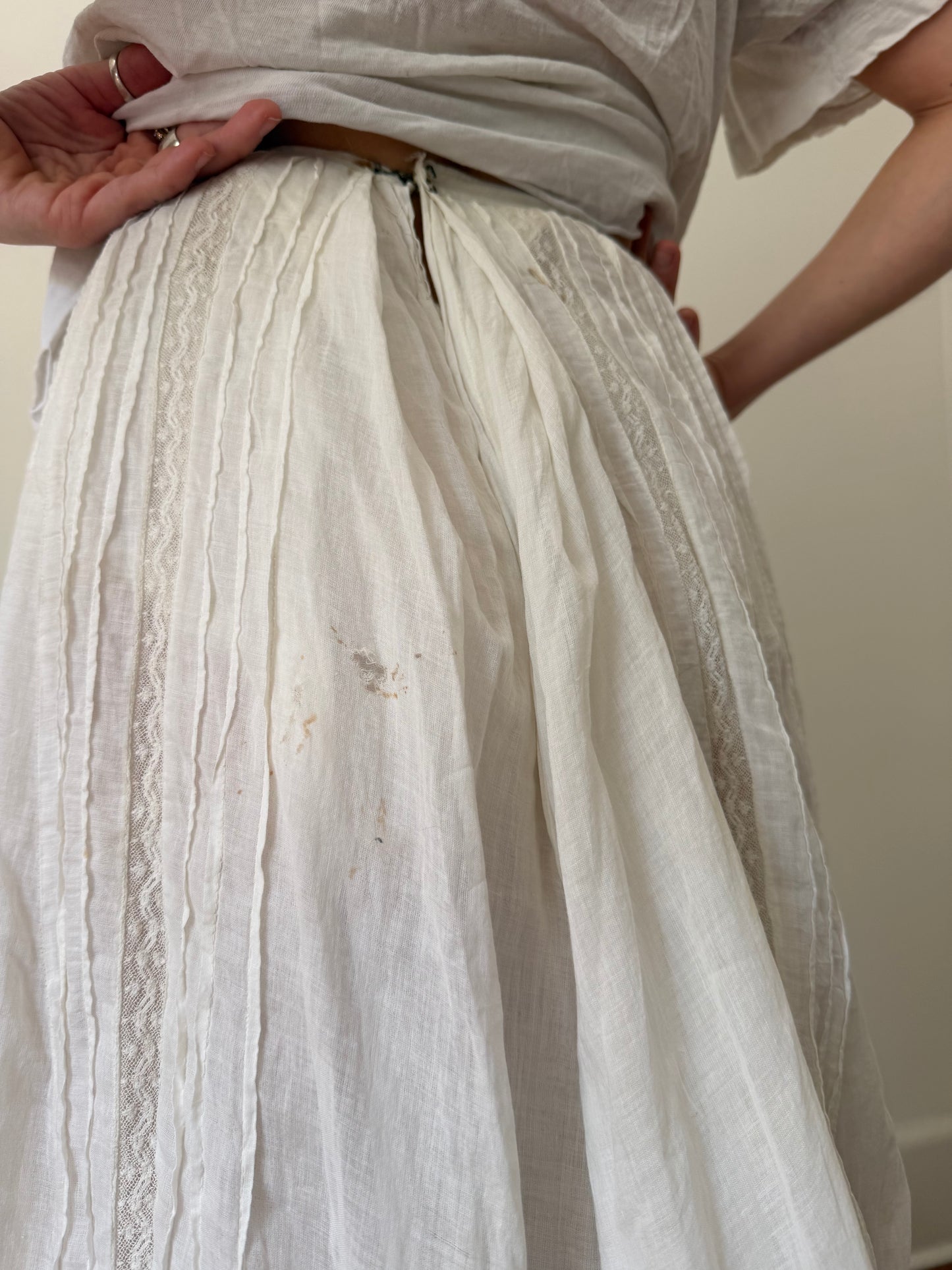 Long Antique Victorian Ruffle Skirt