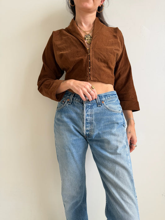 Brown Corduroy Cropped Top