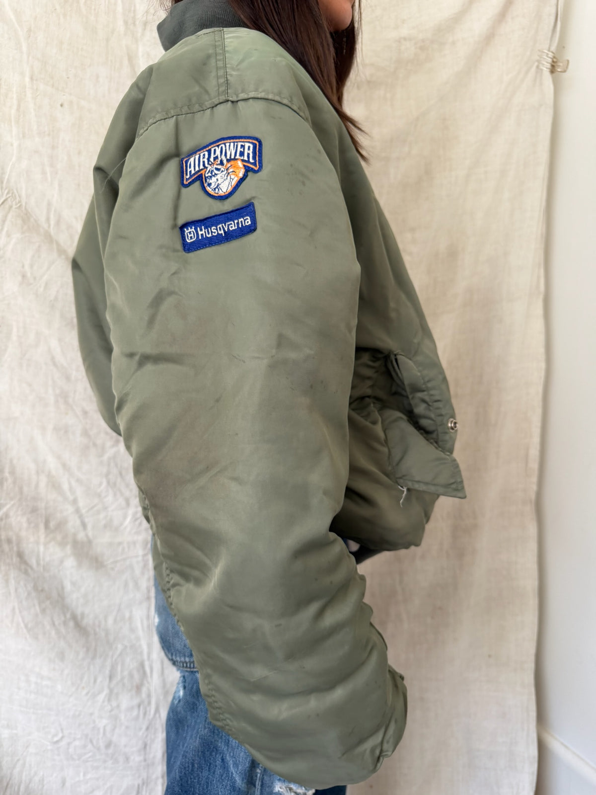 Green Aviator Bomber Jacket