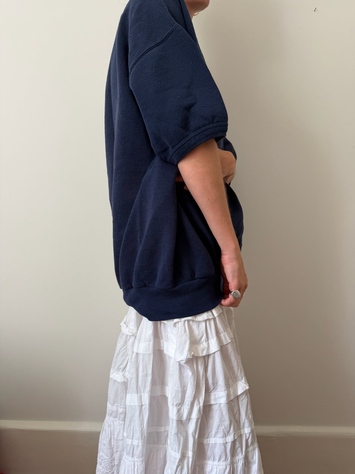Navy Blue Short-Sleeve Crewneck