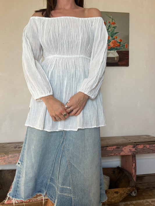 Oaxacan White Off the Shoulder Blouse