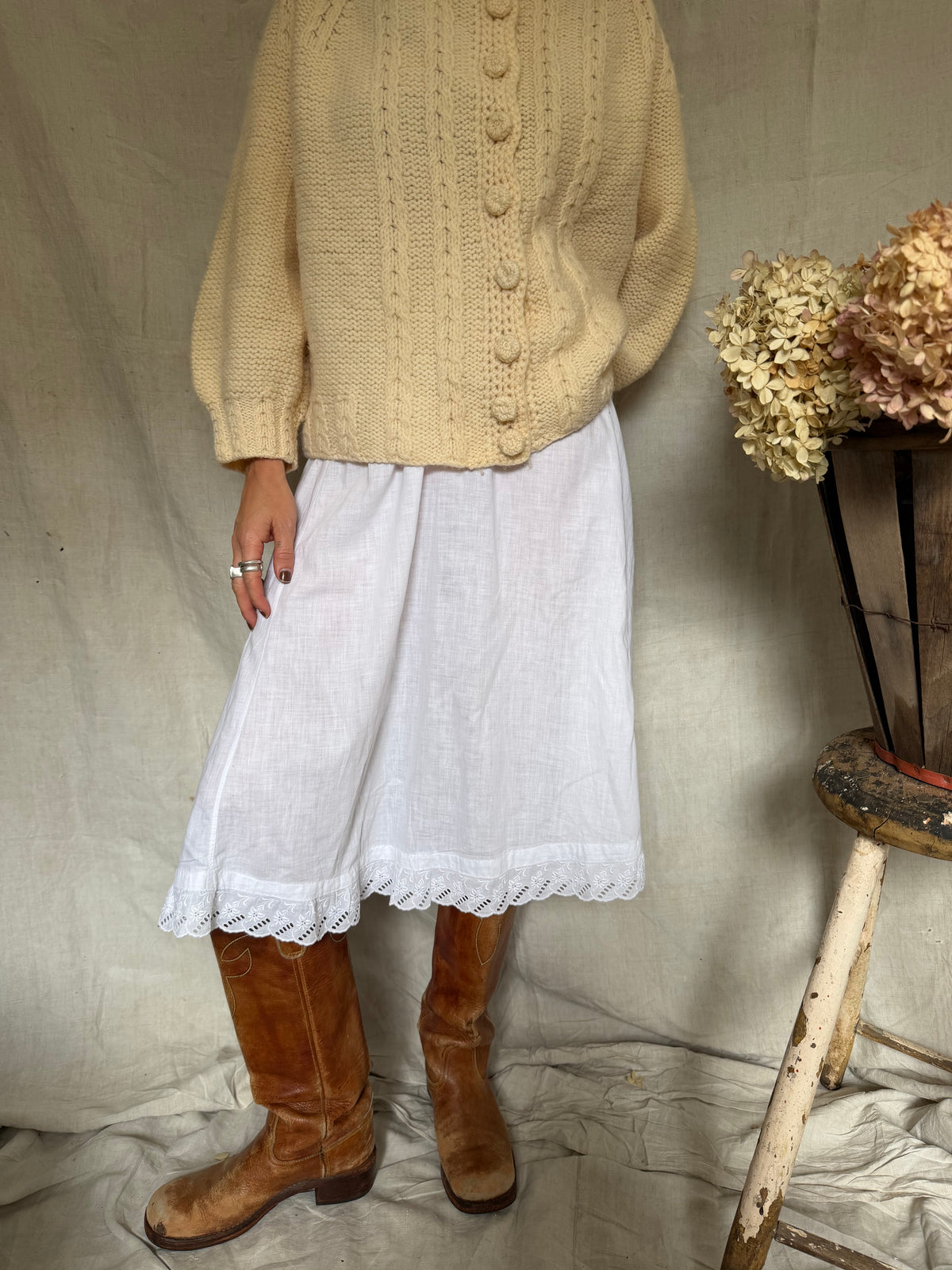 Antique White Cotton Slip Skirt