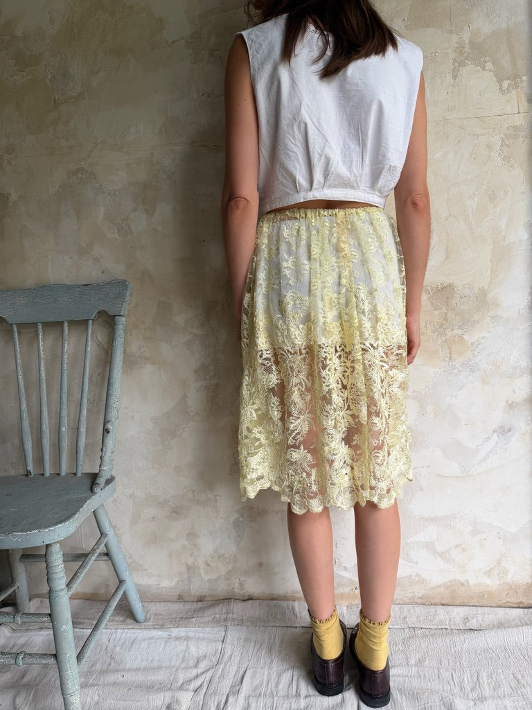 Reworked Yellow Lace Skirt