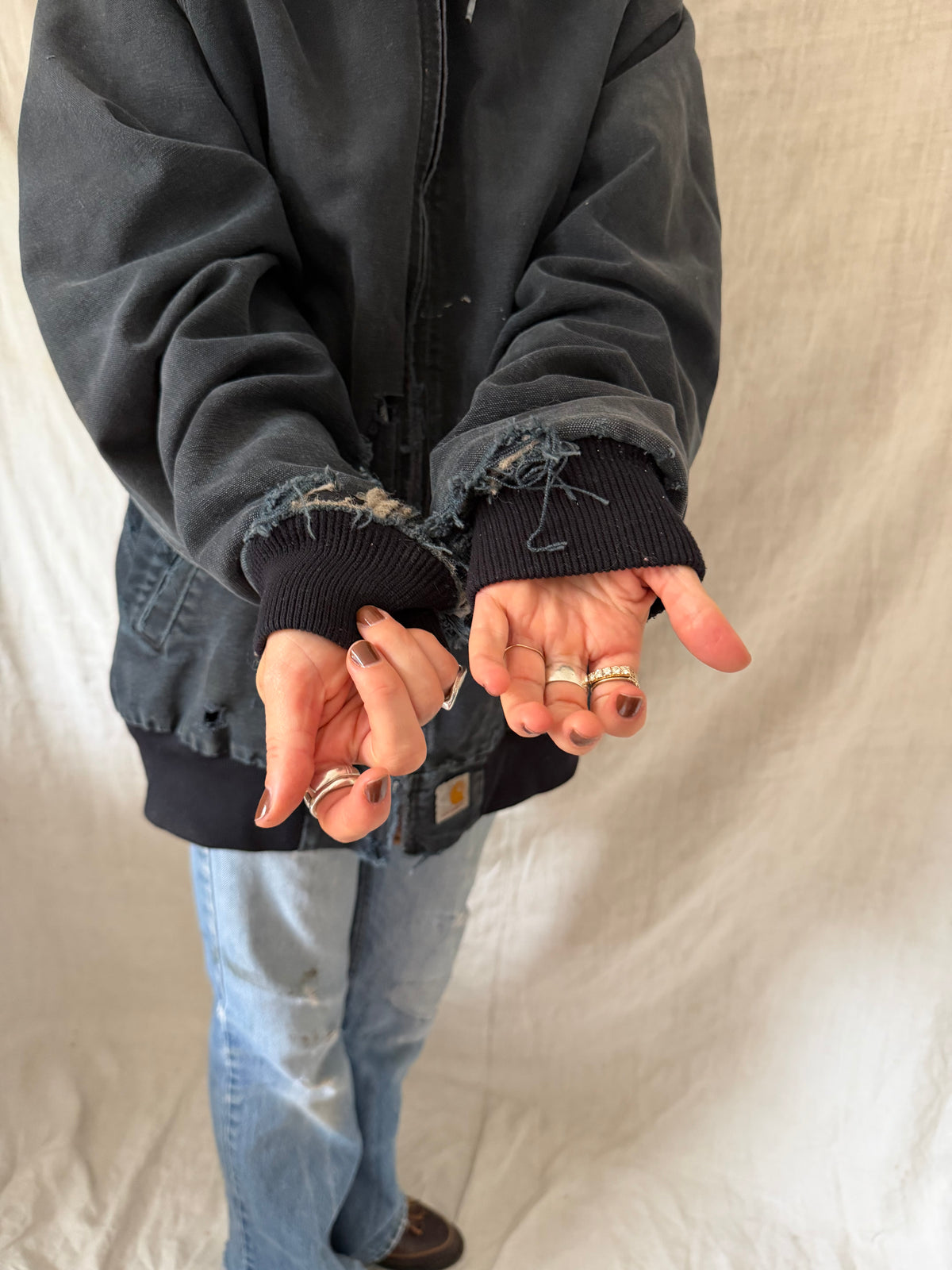 Black Shredded Carhartt Hooded Jacket