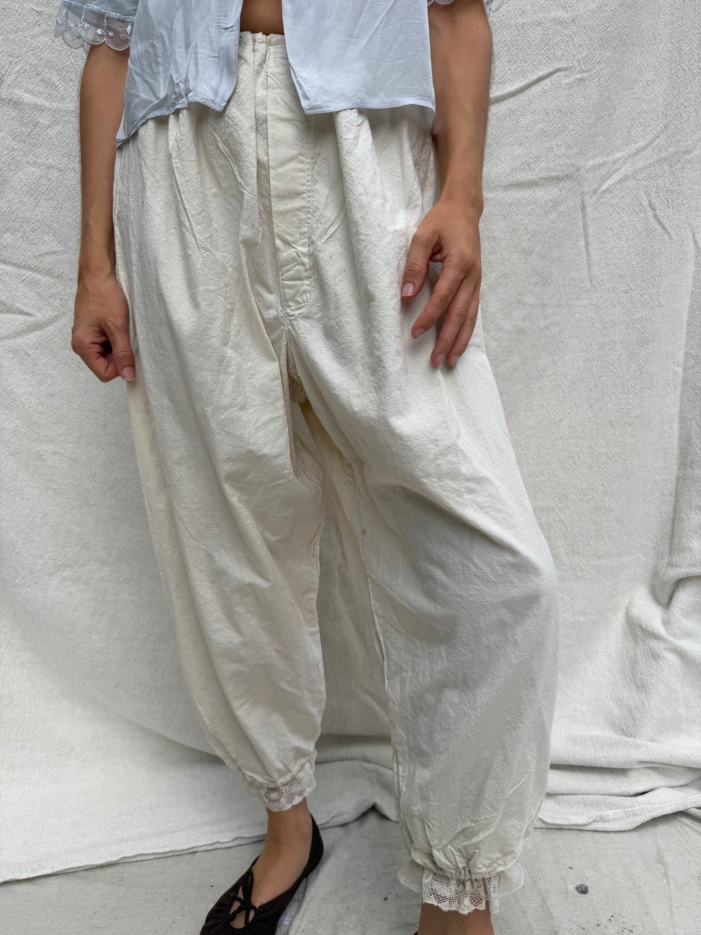 Cream Cotton Bloomer Pants