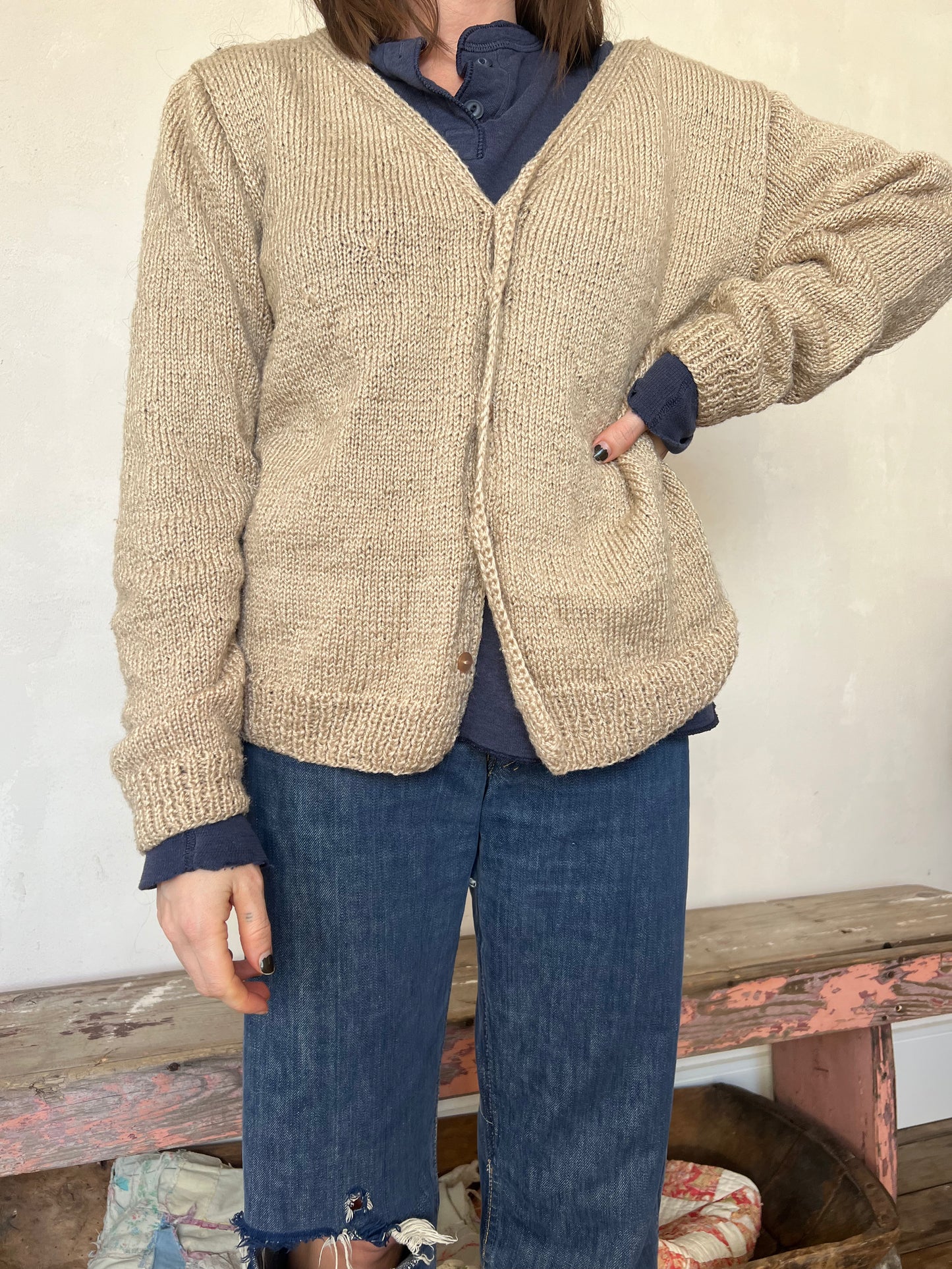 Handmade Quirky Oatmeal Cardigan