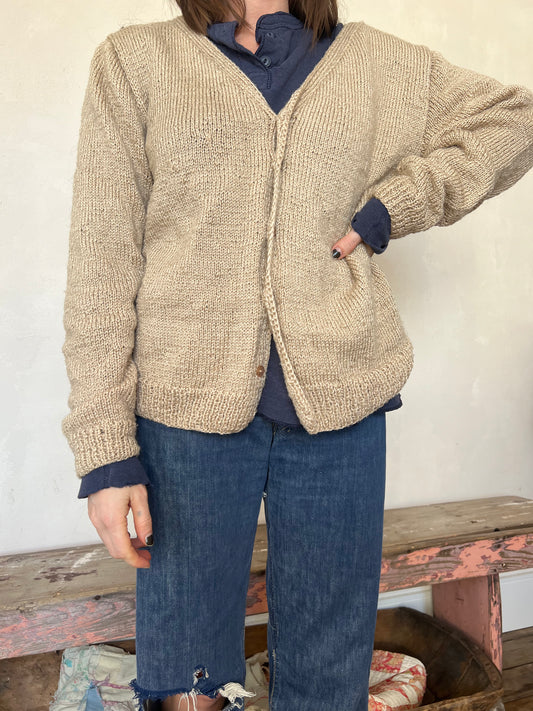 Handmade Quirky Oatmeal Cardigan