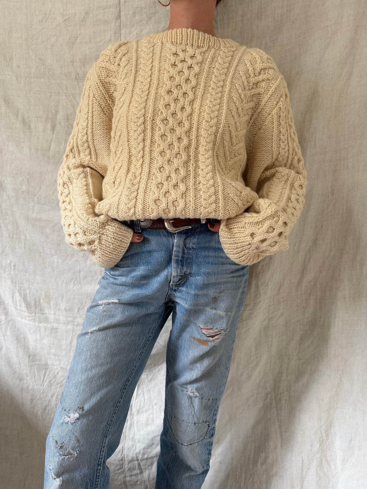 Irish Wool Fisherman Sweater 01