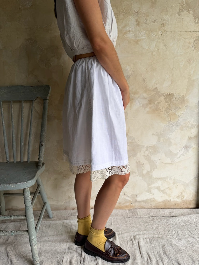 Reworked Cotton Skirt with Crochet Trim